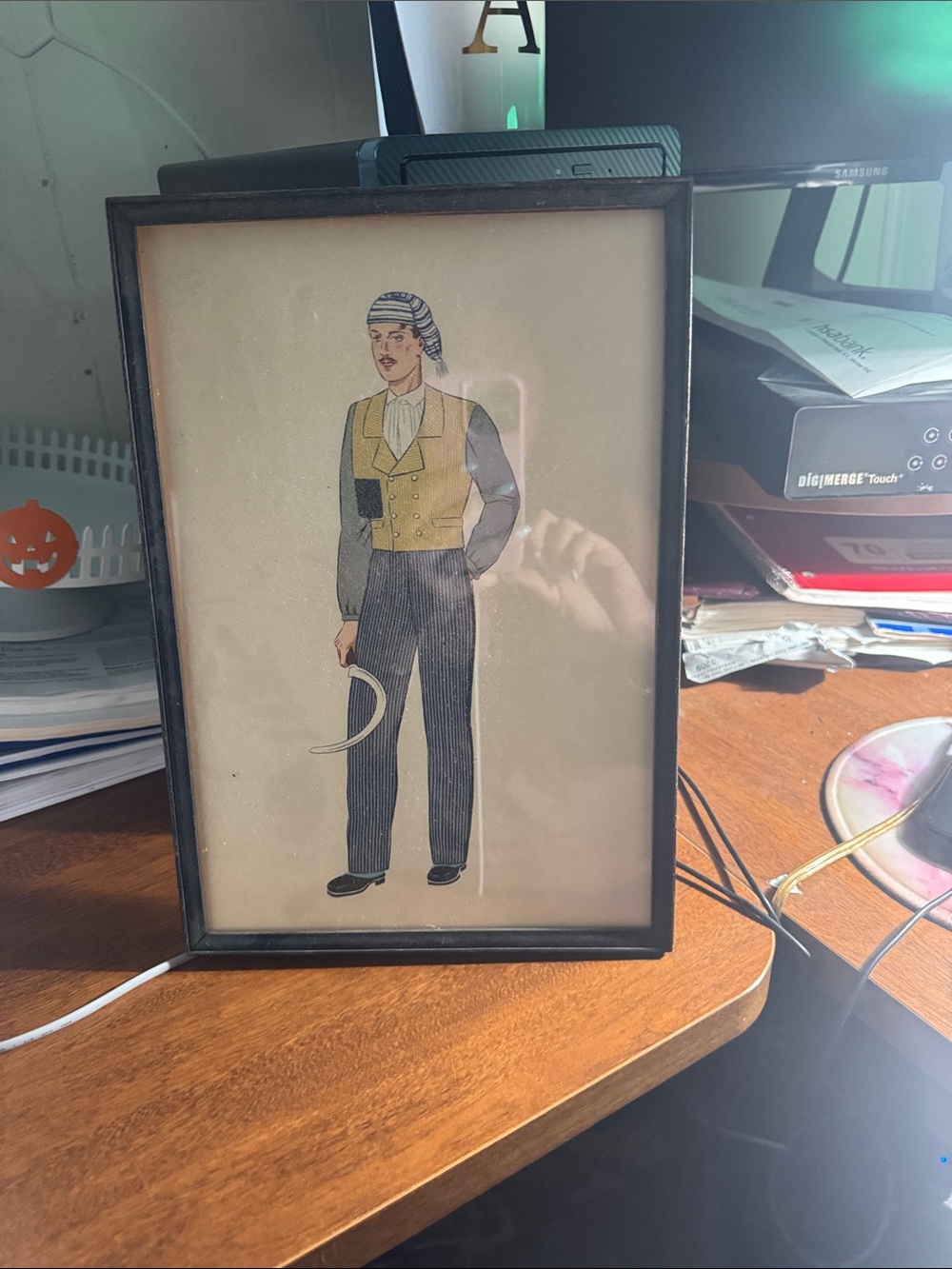 Framed Vintage Style Illustration Print - Yellow Vest